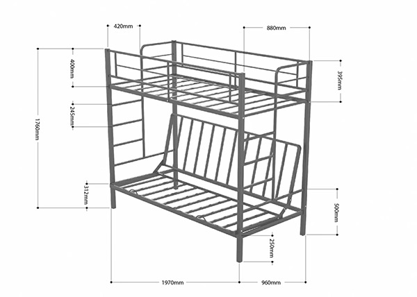 Двухъярусная кровать диван металлическая