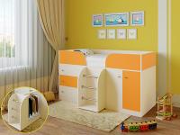 Кровать чердак Астра 5 Дуб молочный/Оранжевый