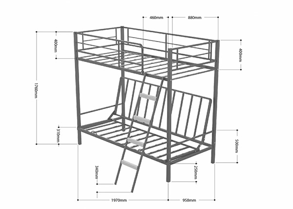 Двухъярусная кровать диван металлическая