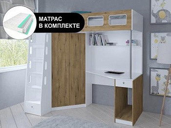 Кровать чердак АСТРА 7 Белый с пружинным матрасом