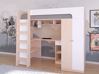 Кровать чердак АСТРА 10 Дуб молочный