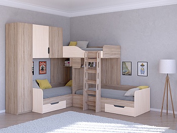 Трехместная кровать ТРИО/1 Сонома