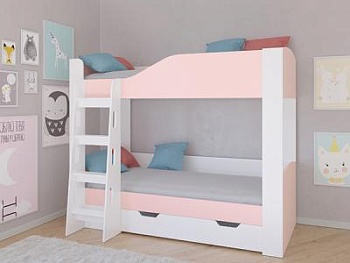 Кровать двухъярусная АСТРА 2 Белый с ящиком