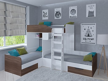 Кровать двухъярусная ТРИО Белый