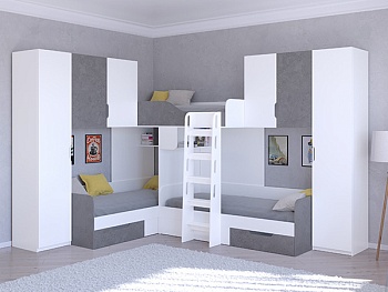 Трехместная кровать ТРИО/3 Белый